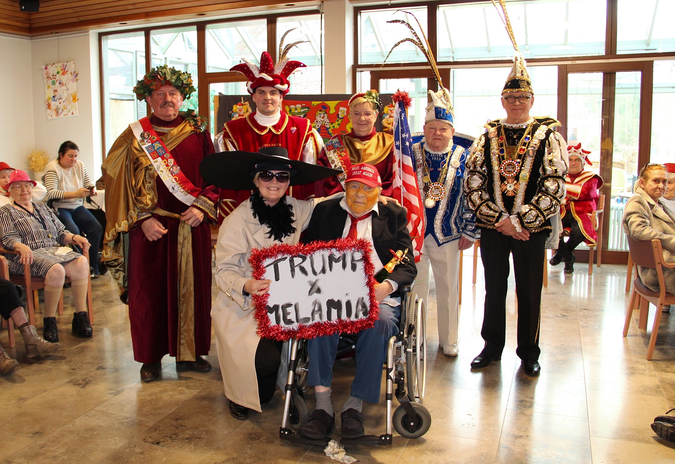 Houtemse Bacchuskeizers, Bacchus en Bacchante trappen samen met president Trump en Melania het bacchusfeest af in WZC Ter Kimme.