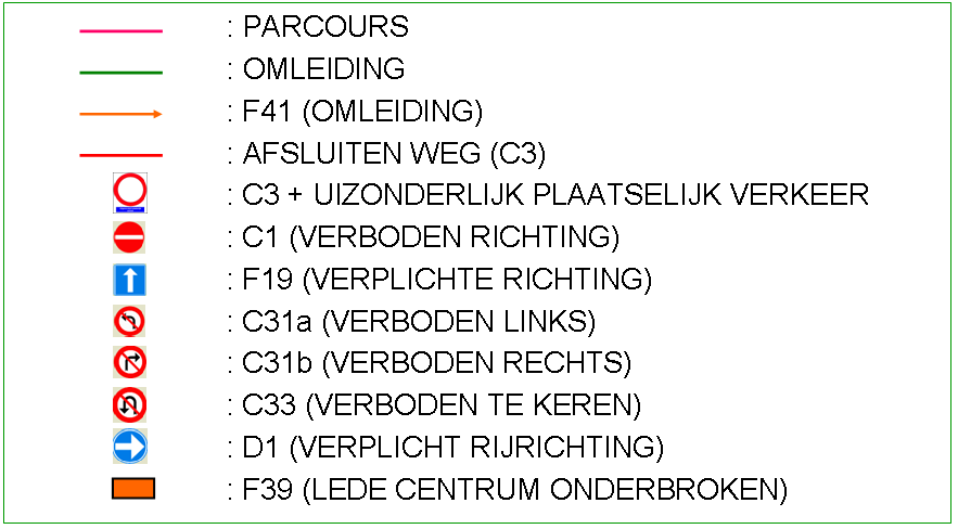 legende OMLEIDING CARNAVAL ZONDAG 18 FEBRUARI 2024