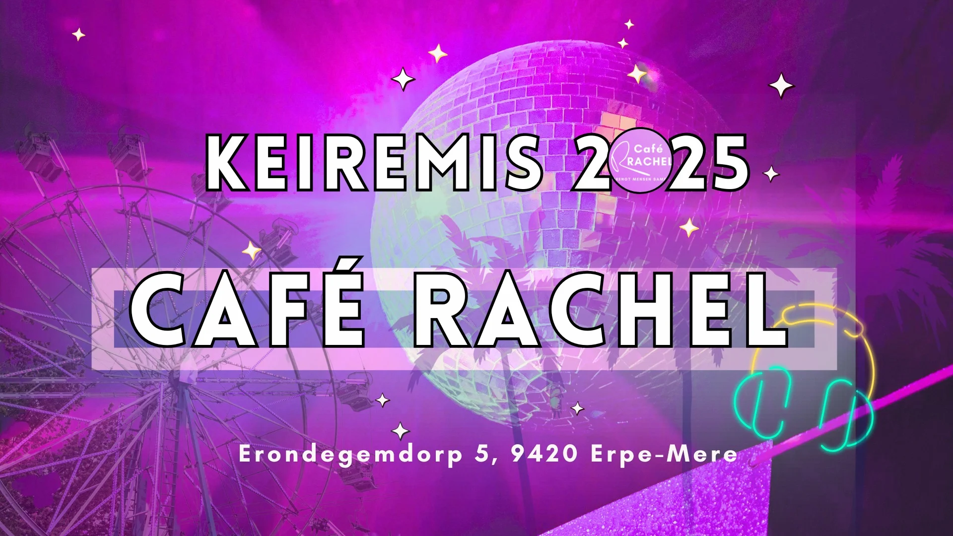 Erondegem viert kermis van 1 tot en met 4 augustus: muziek, koers, kinderpret en feest in en rond Café Rachel.