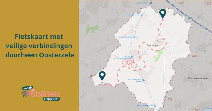Nieuwe fietskaart brengt veilige fietsroutes doorheen Oosterzele in beeld.