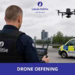 Drone-oefening rond politiecommissariaat Erpe-Mere/Lede.