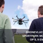 Drones boven Sportpark Molenkouter: buurtbewoners krijgen informatie over opleidingsvluchten.